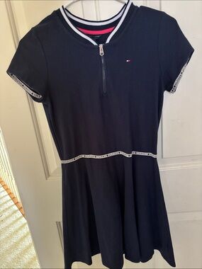 Tommy Hilfiger Black Short-Sleeve Zip Polo Skater Dress